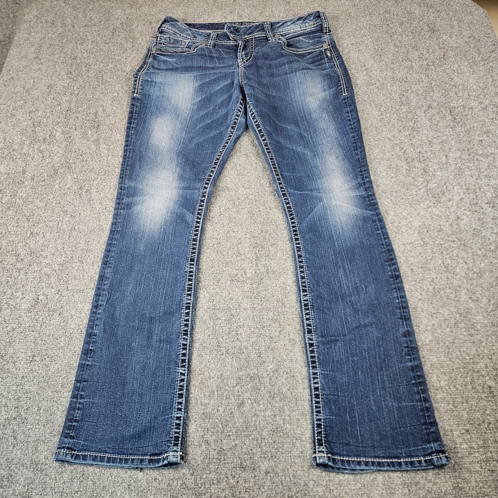 Silver Jeans Co Tuesday Baby‎ Bootcut Jeans Womens 14 L33 Dark Wash W16255SF367